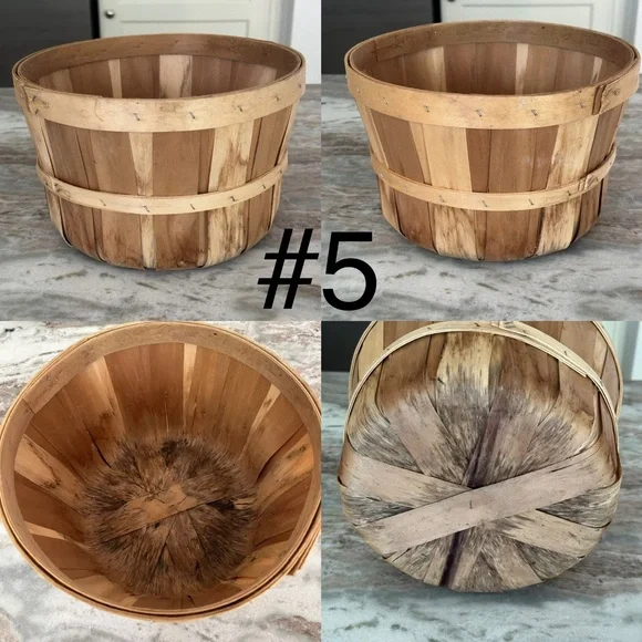 Set of 5 Fall Harvest Rustic Wooden Bushel Baskets- Fall Planter / Apple Picking - Picture 13 of 13